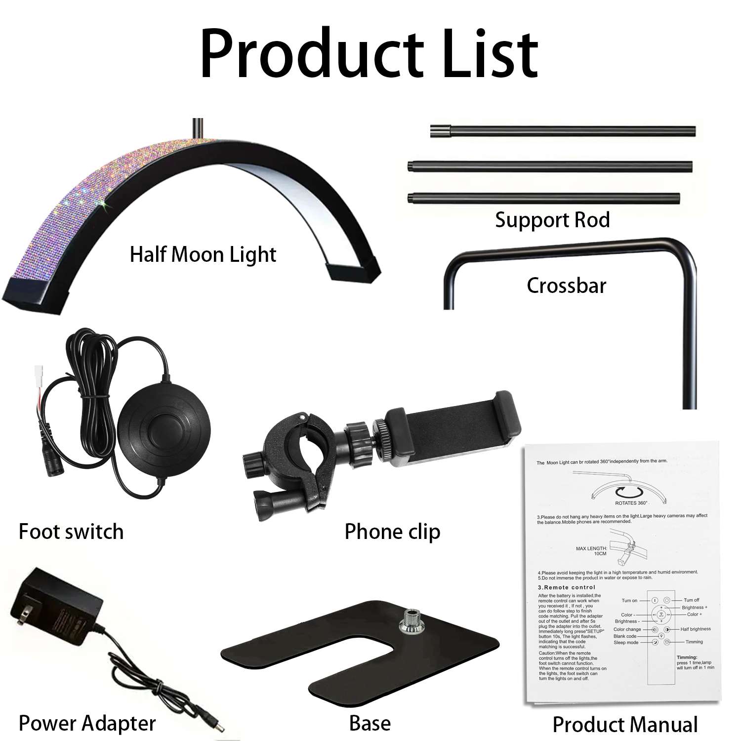 Half-moon beauty lamp, face lighting, eye protection, tattoo, shadowless lamp, 28-inch arc-shaped U-shaped floor-standing beauty detail image 9