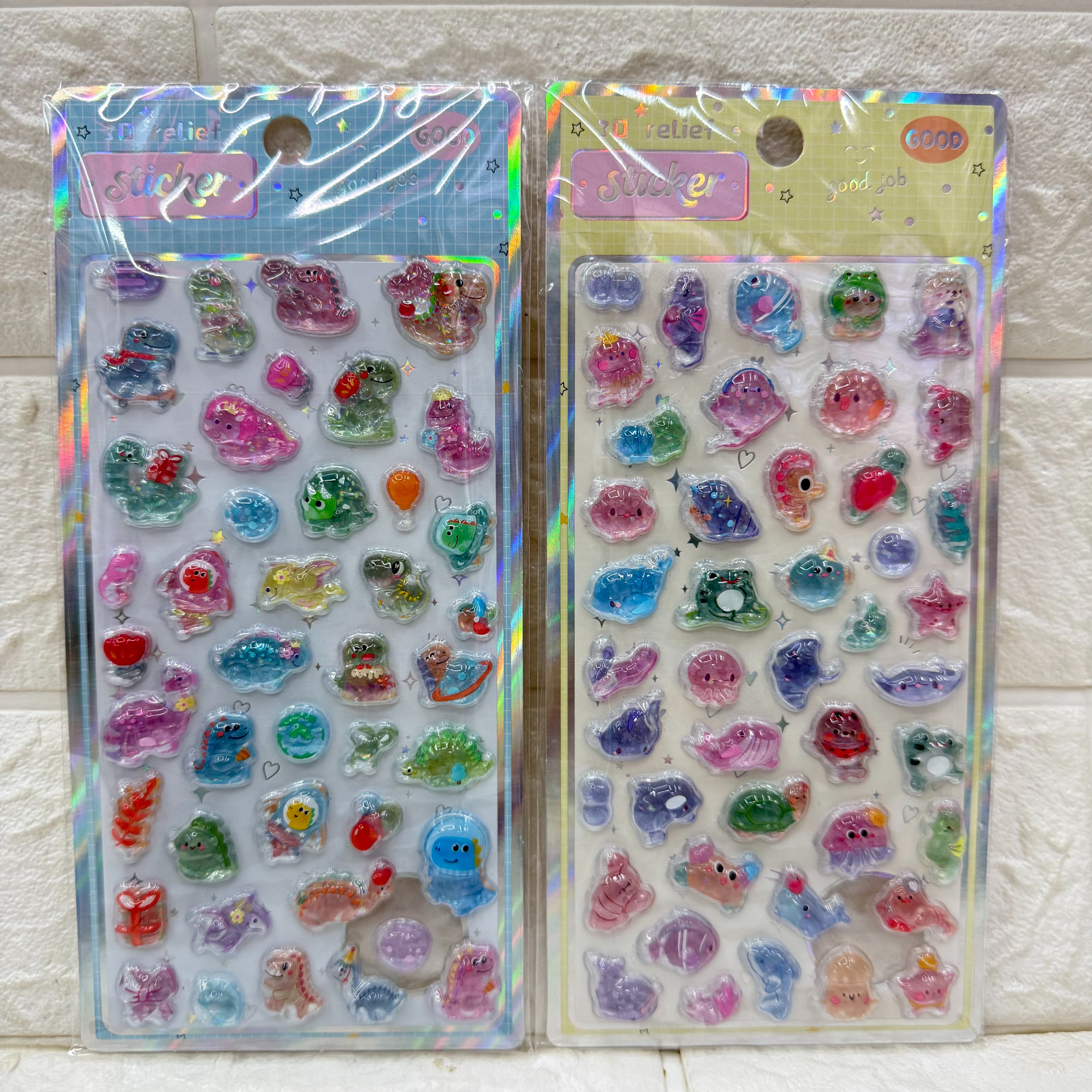 卡通3D立体浮雕镭射水晶贴纸 可爱动物diy装饰贴立体浮雕装饰贴