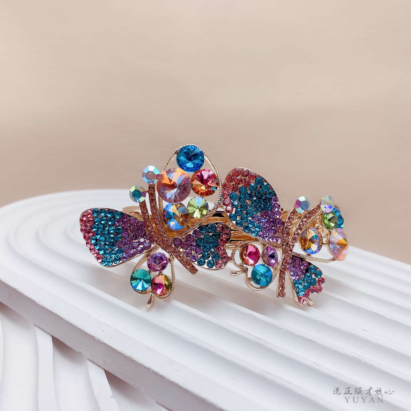 双蝴蝶发夹弹簧夹高档女轻奢高级感发饰新款盘发卡详情图5