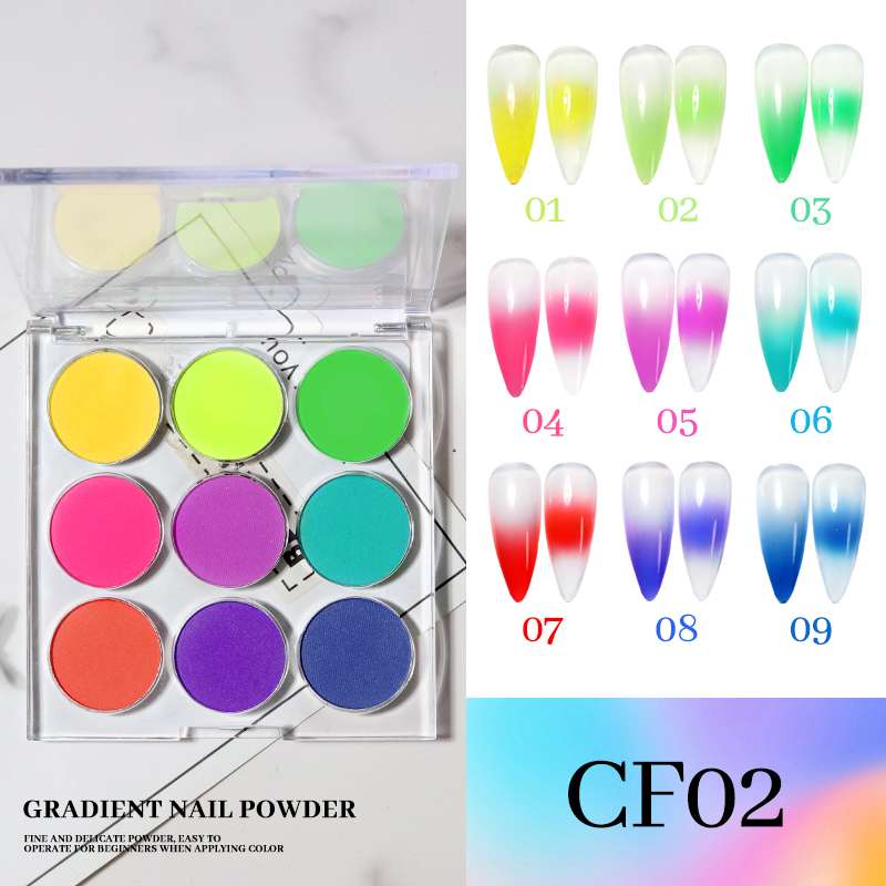 Cross-border nail art gradient powder Solid Magic Mirror Powder combination Dopamine Flash Powder Sparkling Aurora Powder Puff Powder set Specification image