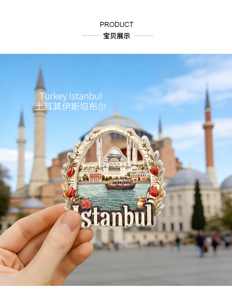 Cultural and creative three-dimensional printing resin refrigerator stickers, hot air balloon city tourism souvenirs, three-dimensional resin home decorations, magnetic stickers, exquisite handicrafts and souvenirs from Capatokia, Turkey detail image 4