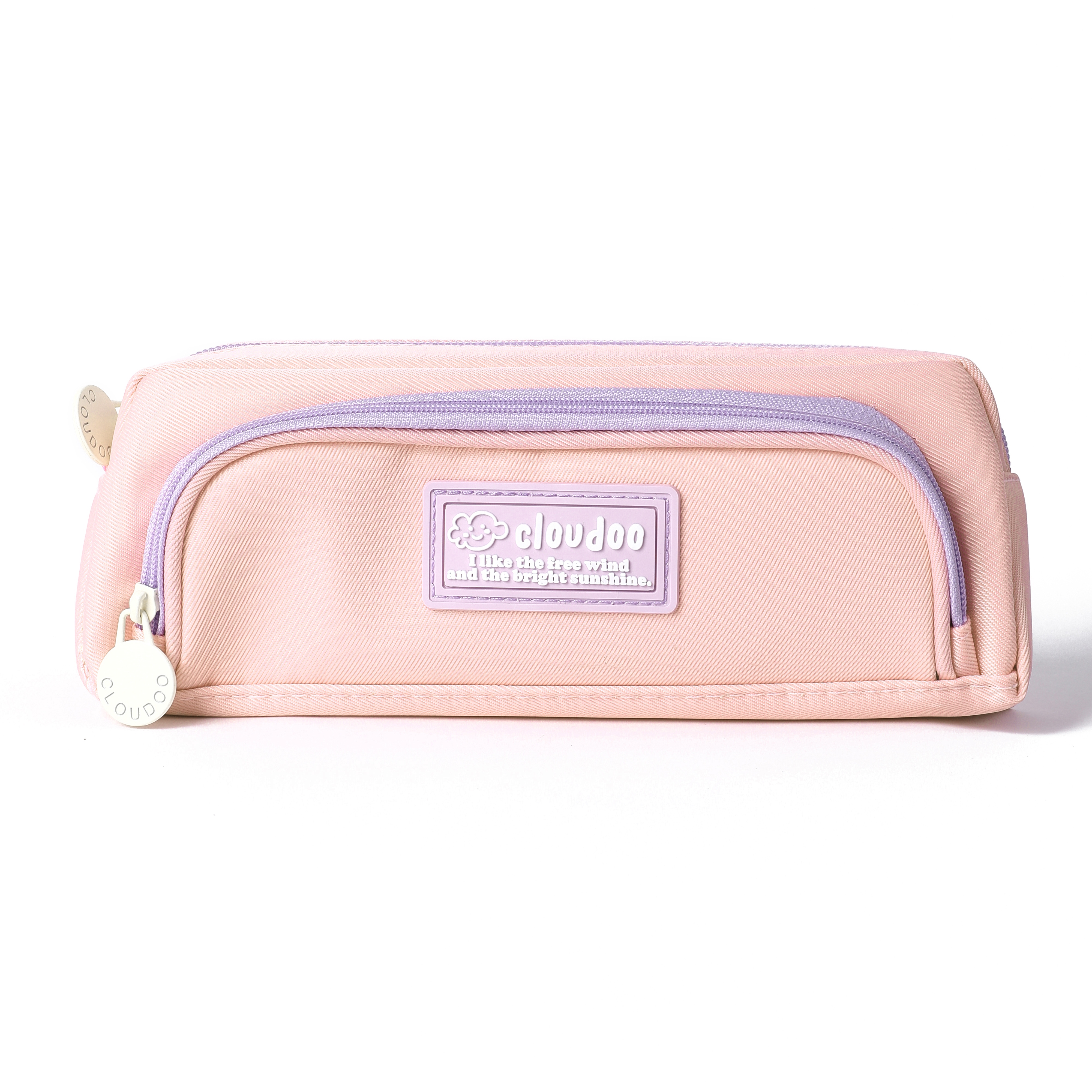 clouduu three-color pen cases for the back-to-school season: pink, purple, beige, large-capacity stationery pen cases, plain pen cases, Japanese-style pen cases Specification image