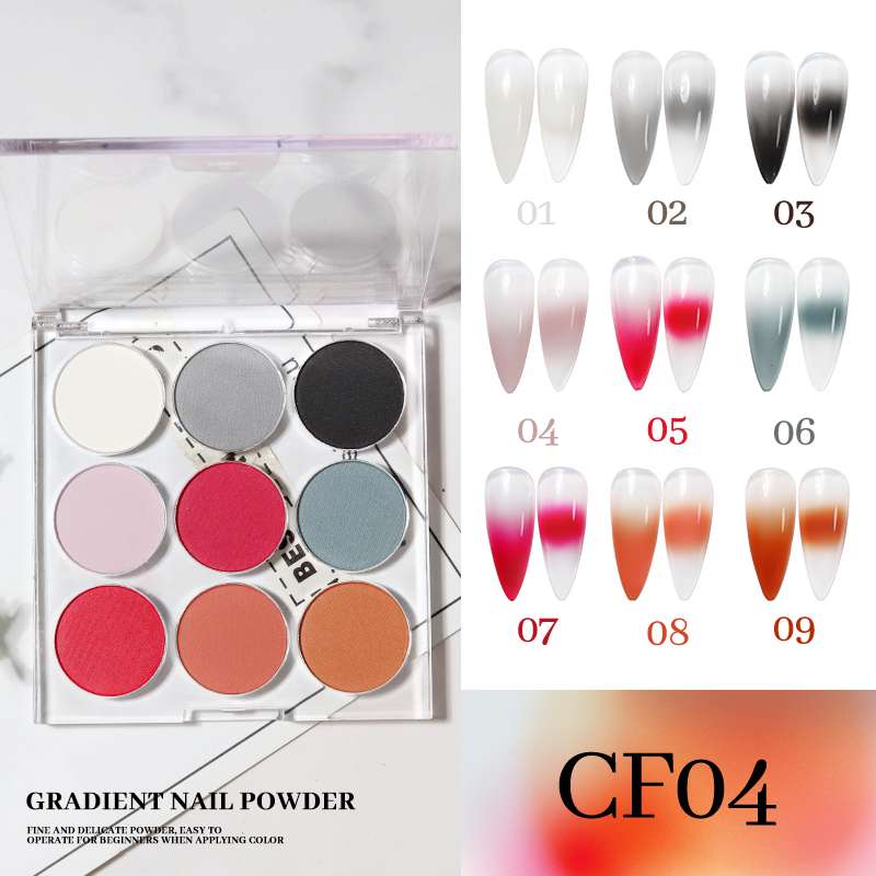 Cross-border nail art gradient powder Solid Magic Mirror Powder combination Dopamine Flash Powder Sparkling Aurora Powder Puff Powder set Application Scenario
