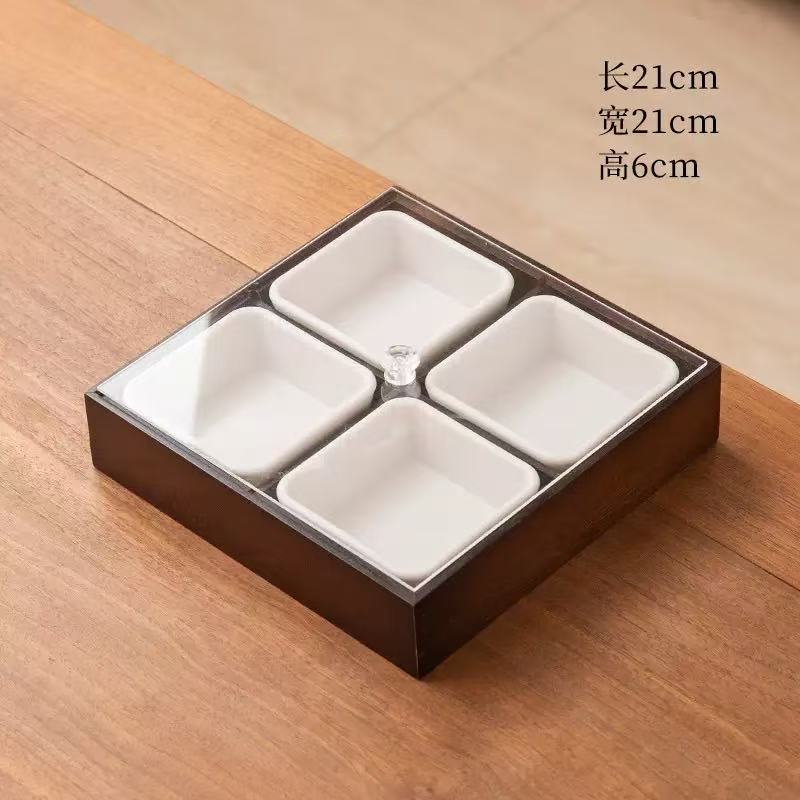 竹木制品托盘竹制品工艺品摆件家居好物茶盘茶具竹制品胡桃色三件套水果托盘白底实物图