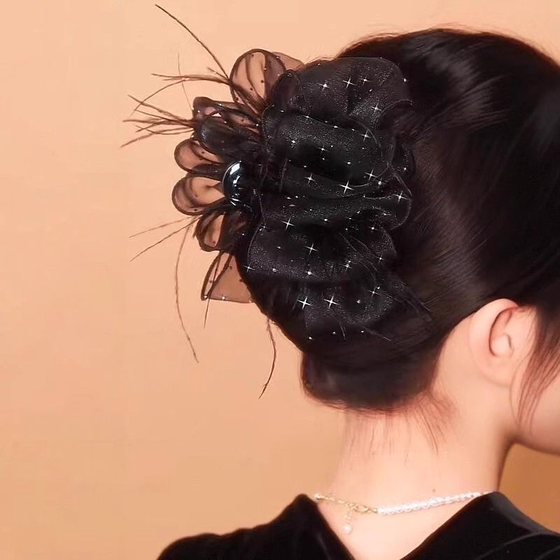 Full Sky Star hair clip, high-end feather claw, 2025 new shark clip headwear, back of the head, elegant clip hair clip, hair accessory detail image 2