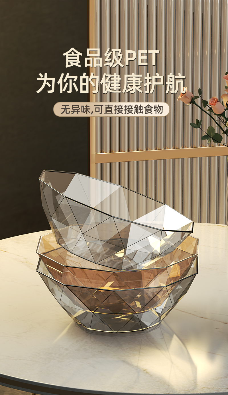 家用小号糖果盘水晶玻璃零食干果盘办公室客厅轻奢创意三角果罐盘详情3