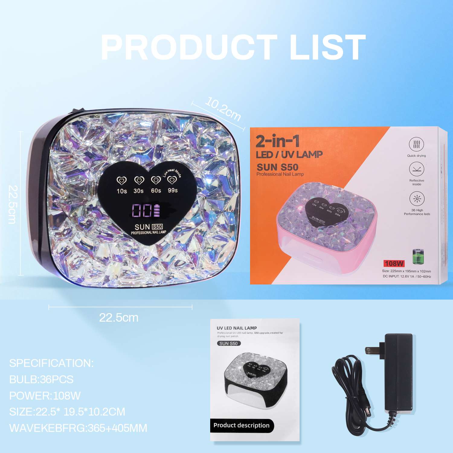 Cross-border bestseller: Electric storage light therapy lamp, quick-drying UV curing nail polish dryer detail image 4