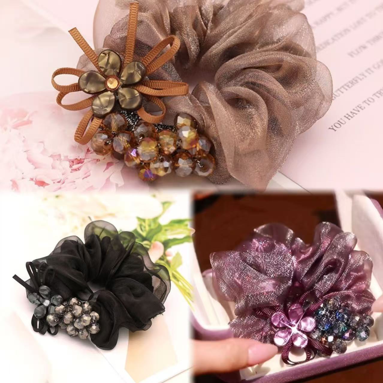 Large intestine hair band, Korean hair tie, women's fashionable hair band, colorful hair band detail image 11