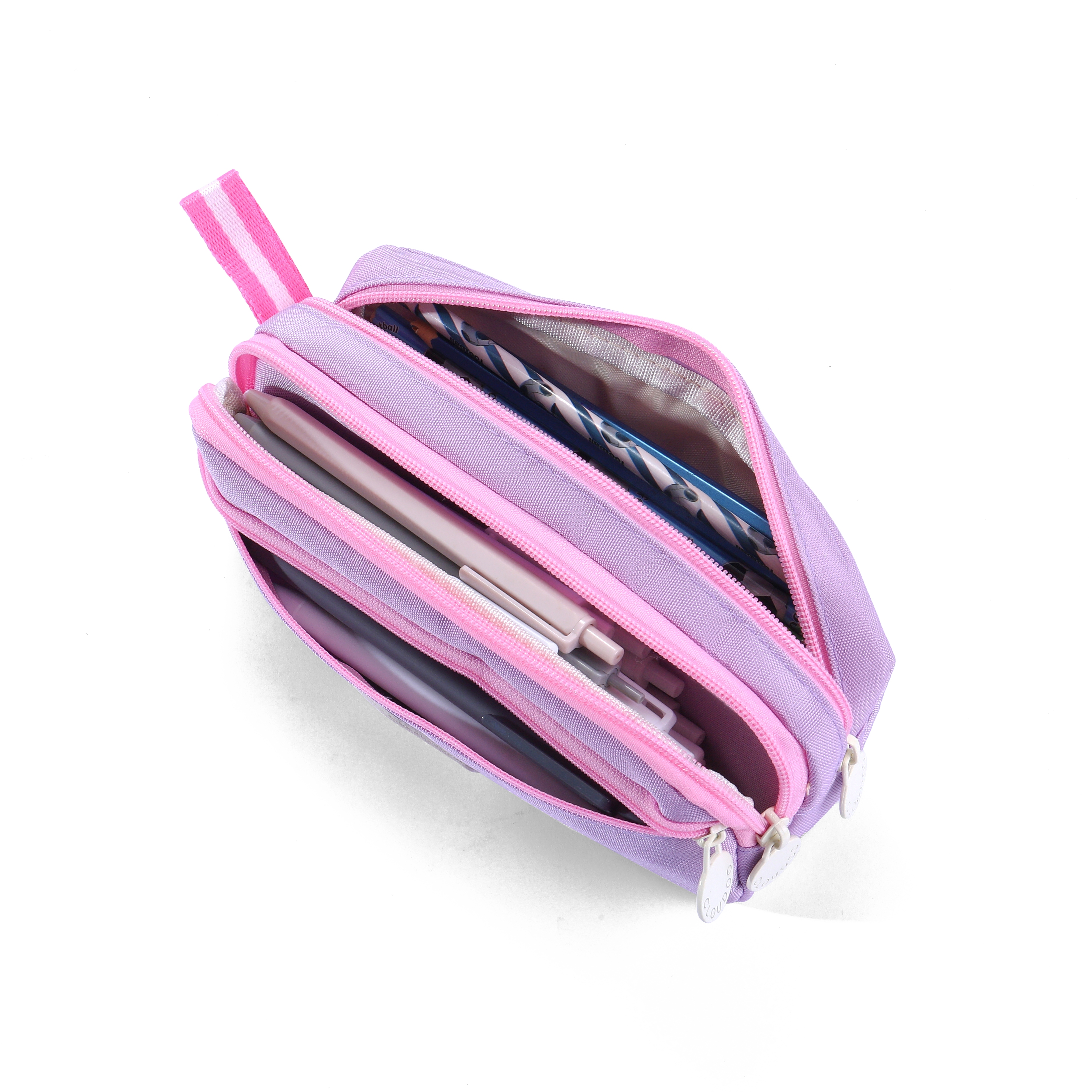 clouduu three-color pen cases for the back-to-school season: pink, purple, beige, large-capacity stationery pen cases, and plain pen cases Item Picture