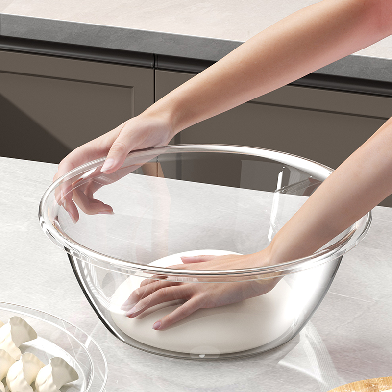 和面盆家用塑料脸盆食品级带盖不粘面透明揉面盆和面打蛋盆拌菜盆
