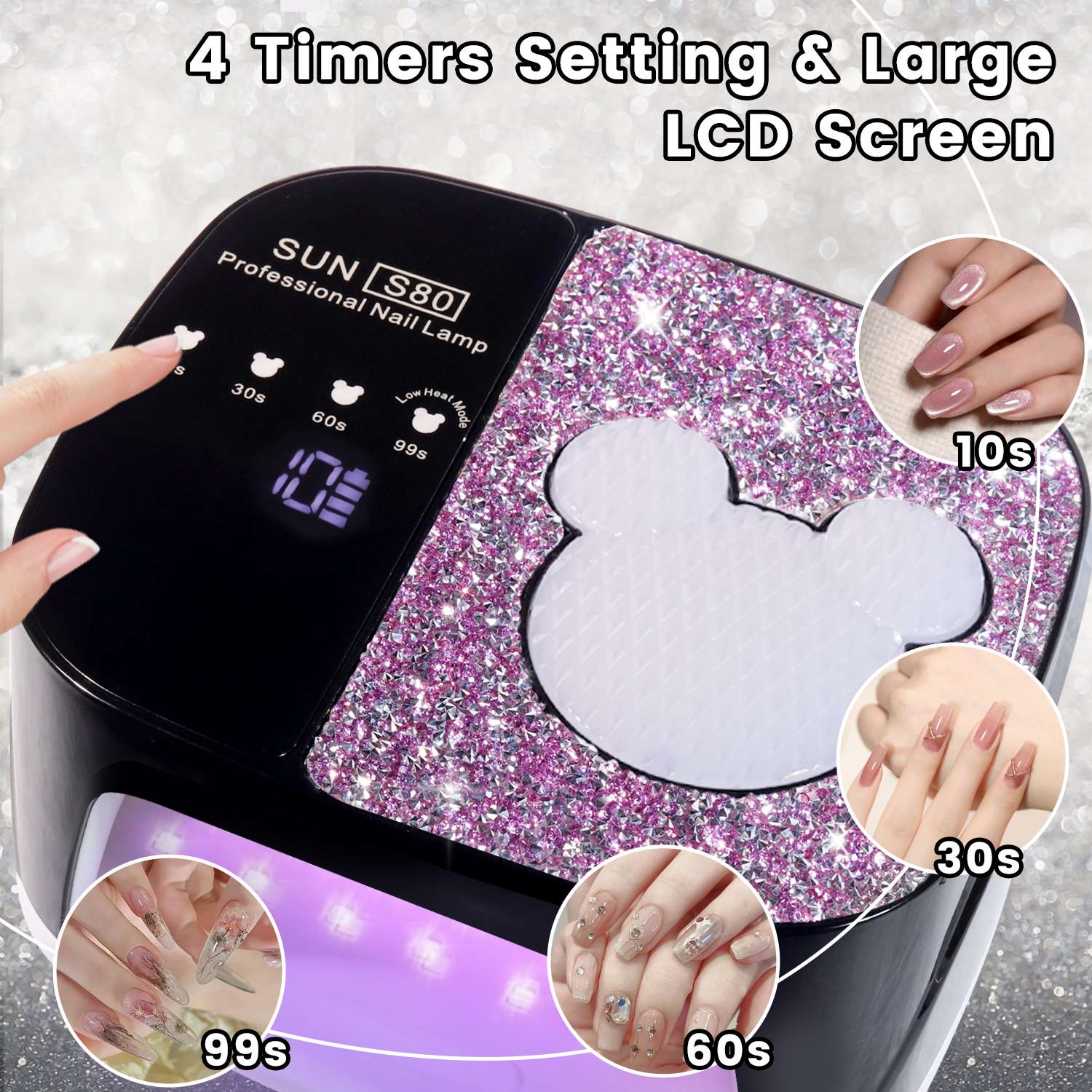 S80 High-power battery phototherapy lamp, rapid UV curing nail art light for baking glue Specification image