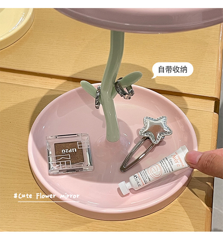 ABS复古便携小镜子面包镜首饰盒化妆镜进口日用台镜ins风女生宿舍详情图3