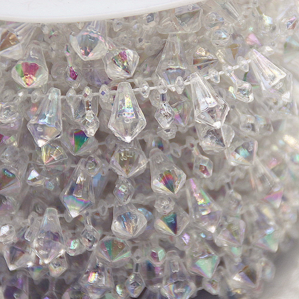 透明水滴双线连线珠手工DIY婚庆装饰配件卡墨缇天然水晶原石透明水晶珠串水晶灯饰配件