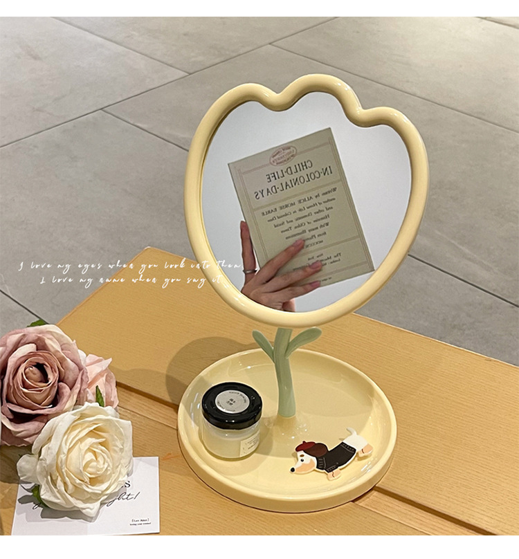 ABS复古便携小镜子面包镜首饰盒化妆镜进口日用台镜ins风女生宿舍