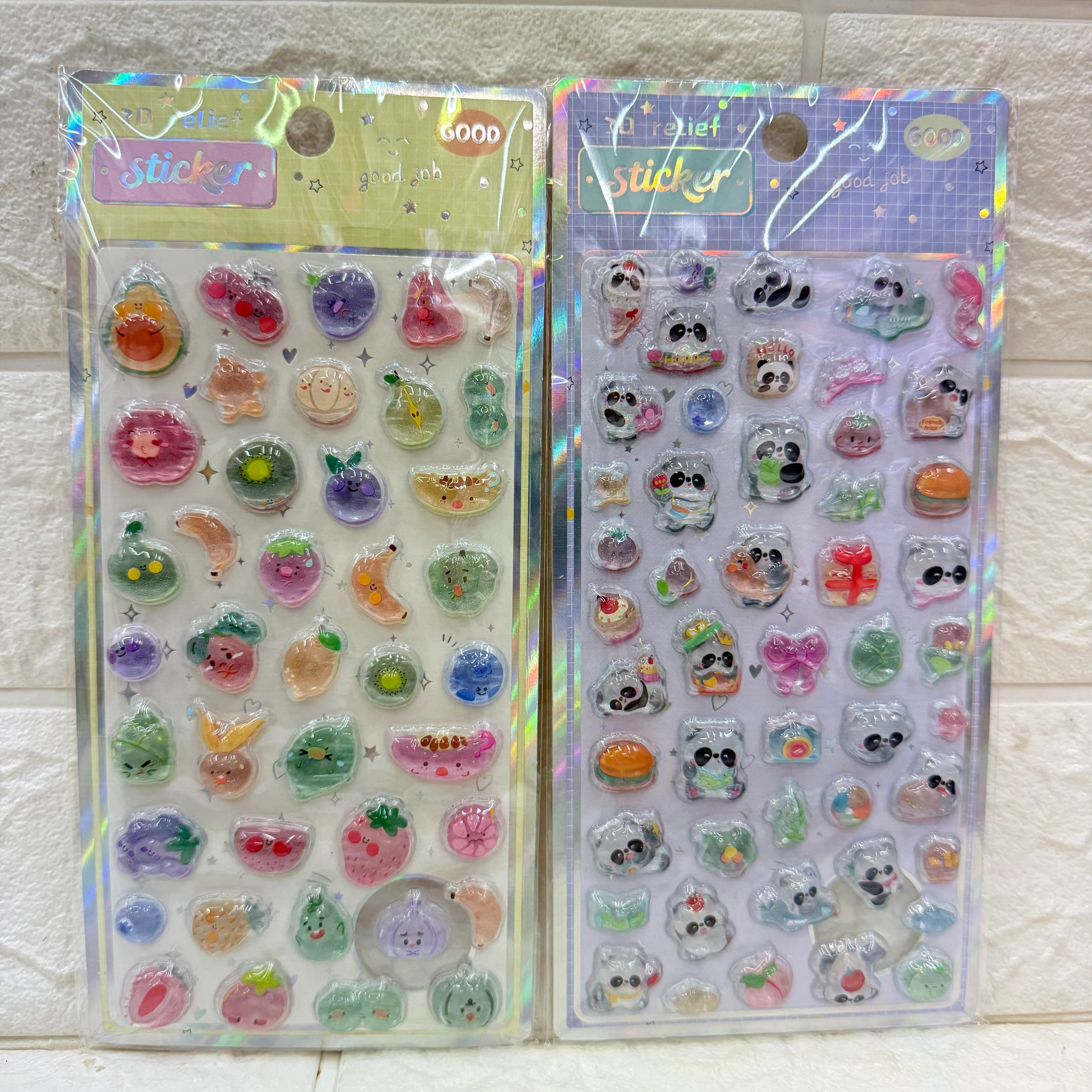 Cartoon 3D stereoscopic relief laser crystal stickers, cute animal diy decorative stickers, stereoscopic relief decorative stickers details Picture