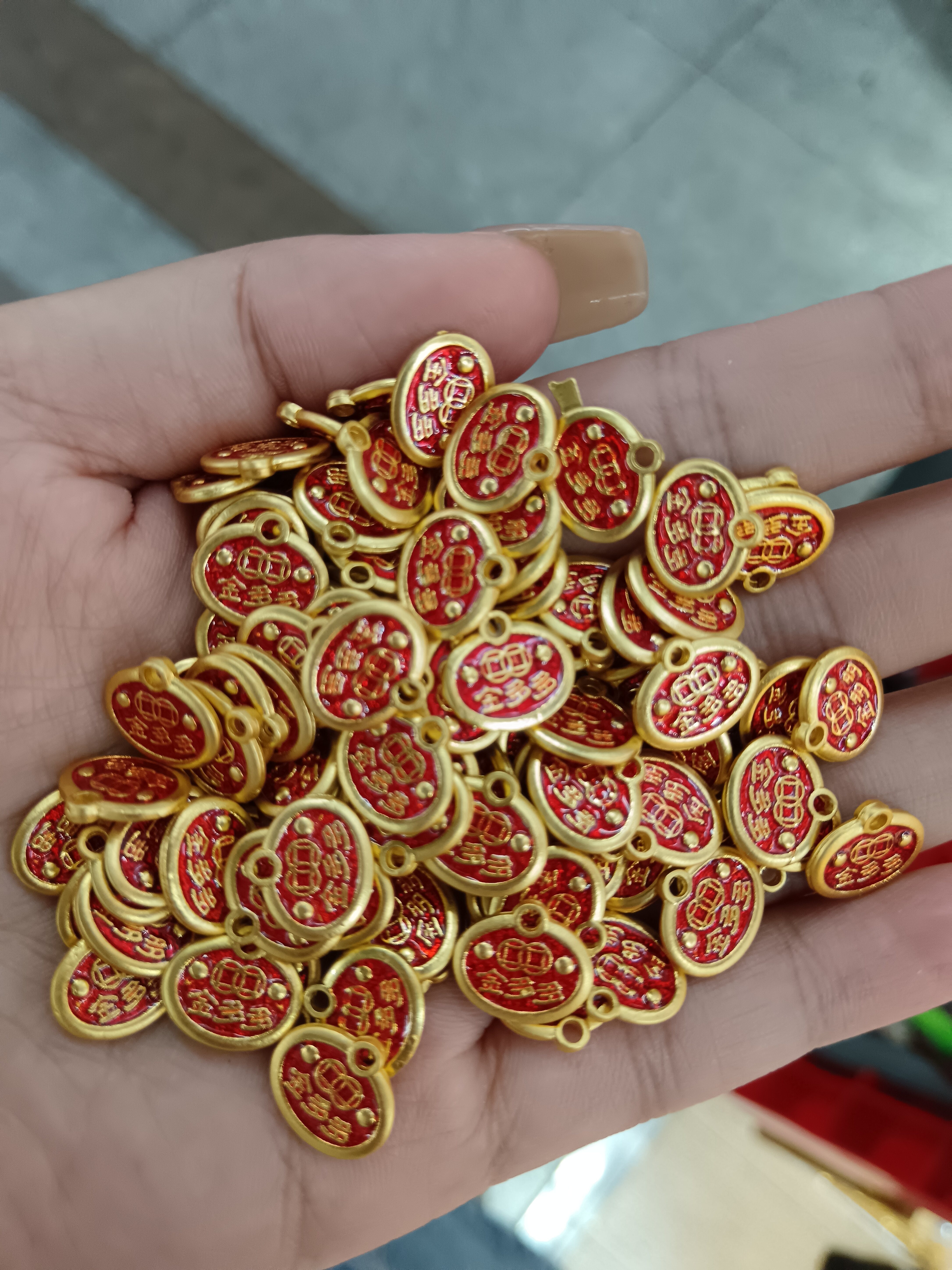 红色金色吊坠项链观音玉吊坠八宝罗盘吊坠