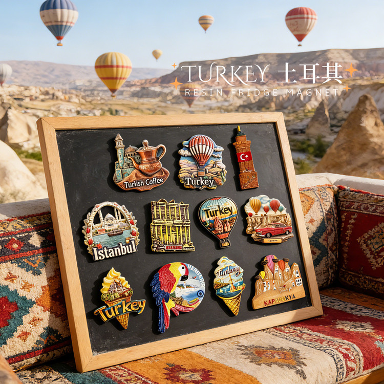 Cultural and creative three-dimensional printing resin refrigerator stickers, hot air balloon city tourism souvenirs, three-dimensional resin home decorations, magnetic stickers, exquisite handicrafts and souvenirs from Capatokia, Turkey detail image 2