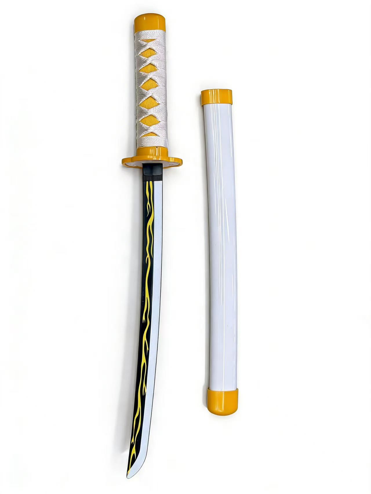 儿童玩具塑料小刀武士刀舞台剧装备动漫道具，仿真类玩具刀剑白底实物图