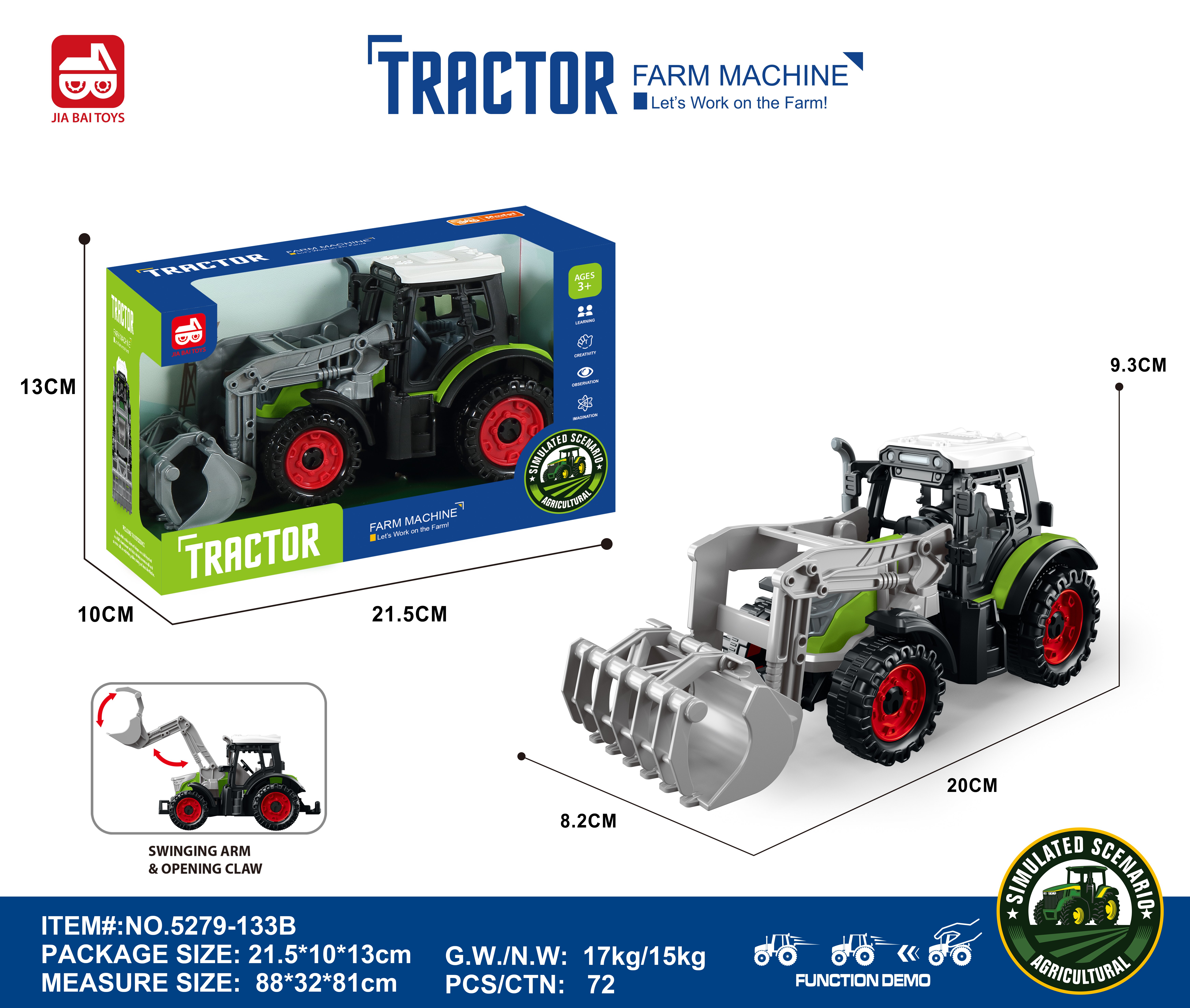 义乌黄荣仁玩具贸易商行直销农夫车模型套装2026年新款农夫车系列环保材料汽车模型