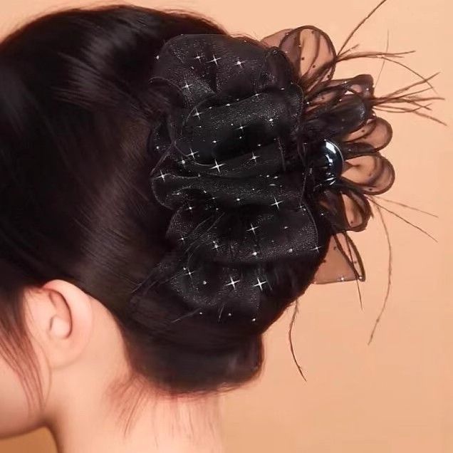 Full Sky Star hair clip, high-end feather claw, 2025 new shark clip headwear, back of the head, elegant clip hair clip, hair accessory detail image 4