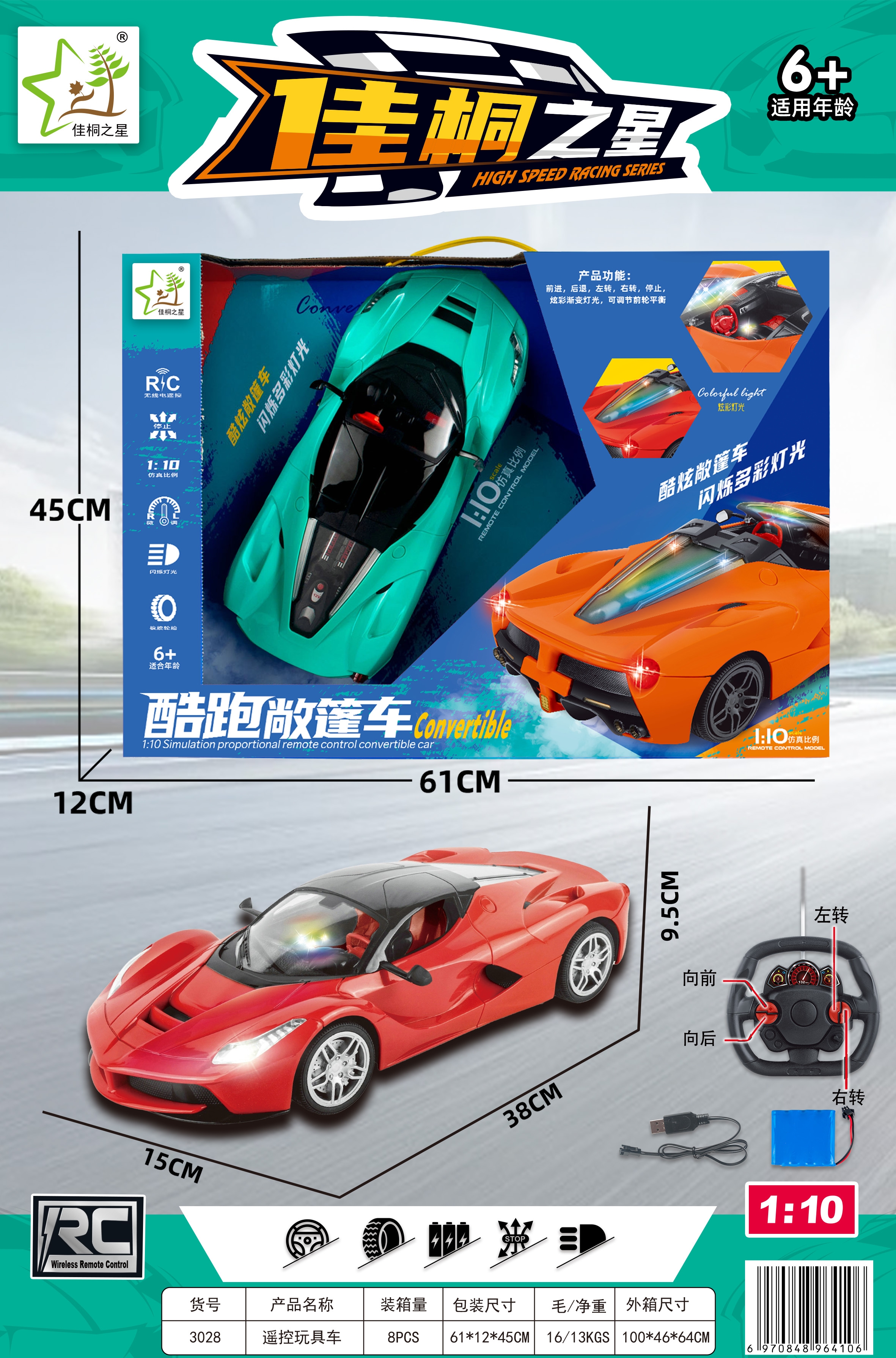 遥控车/遥控汽车/儿童玩具/玩具车遥控车/遥控赛车白底实物图