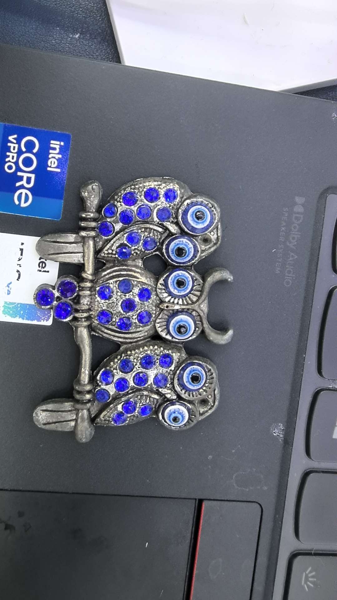 合金冰箱贴，蓝眼睛猫头鹰冰箱贴，千花琉璃珠手工琉璃工艺品圣诞树仿古批发礼品
