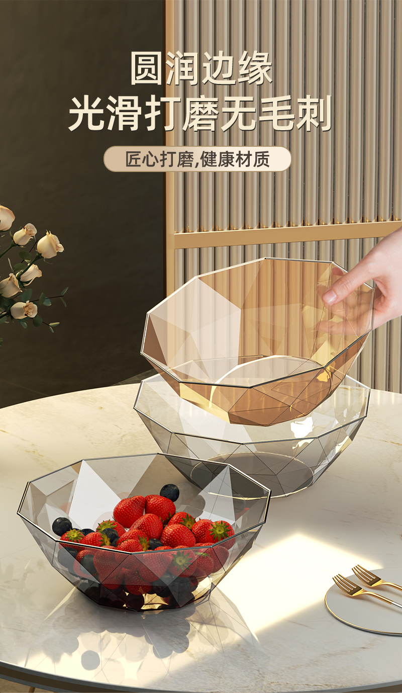 家用小号糖果盘水晶玻璃零食干果盘办公室客厅轻奢创意三角果罐盘详情7