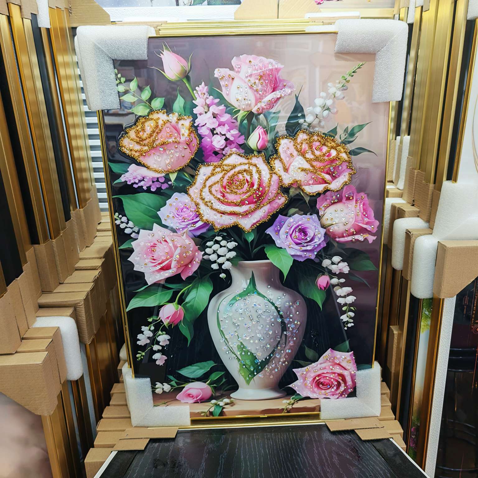 现代工艺晶瓷装饰画客厅卧室走廊酒店简约清新挂画水晶画细节图