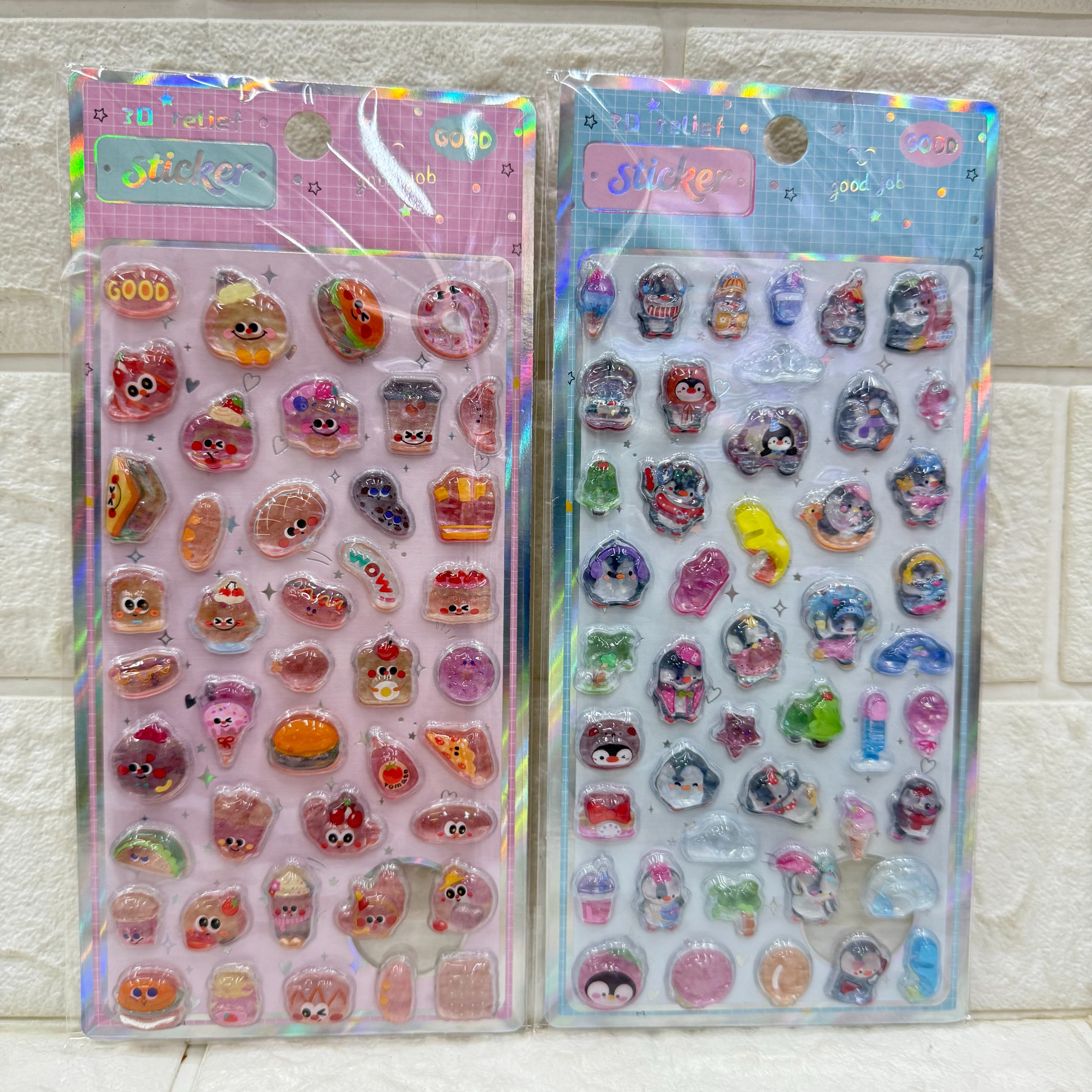 Cartoon 3D stereoscopic relief laser crystal stickers, cute animal diy decorative stickers, stereoscopic relief decorative stickers Specification image