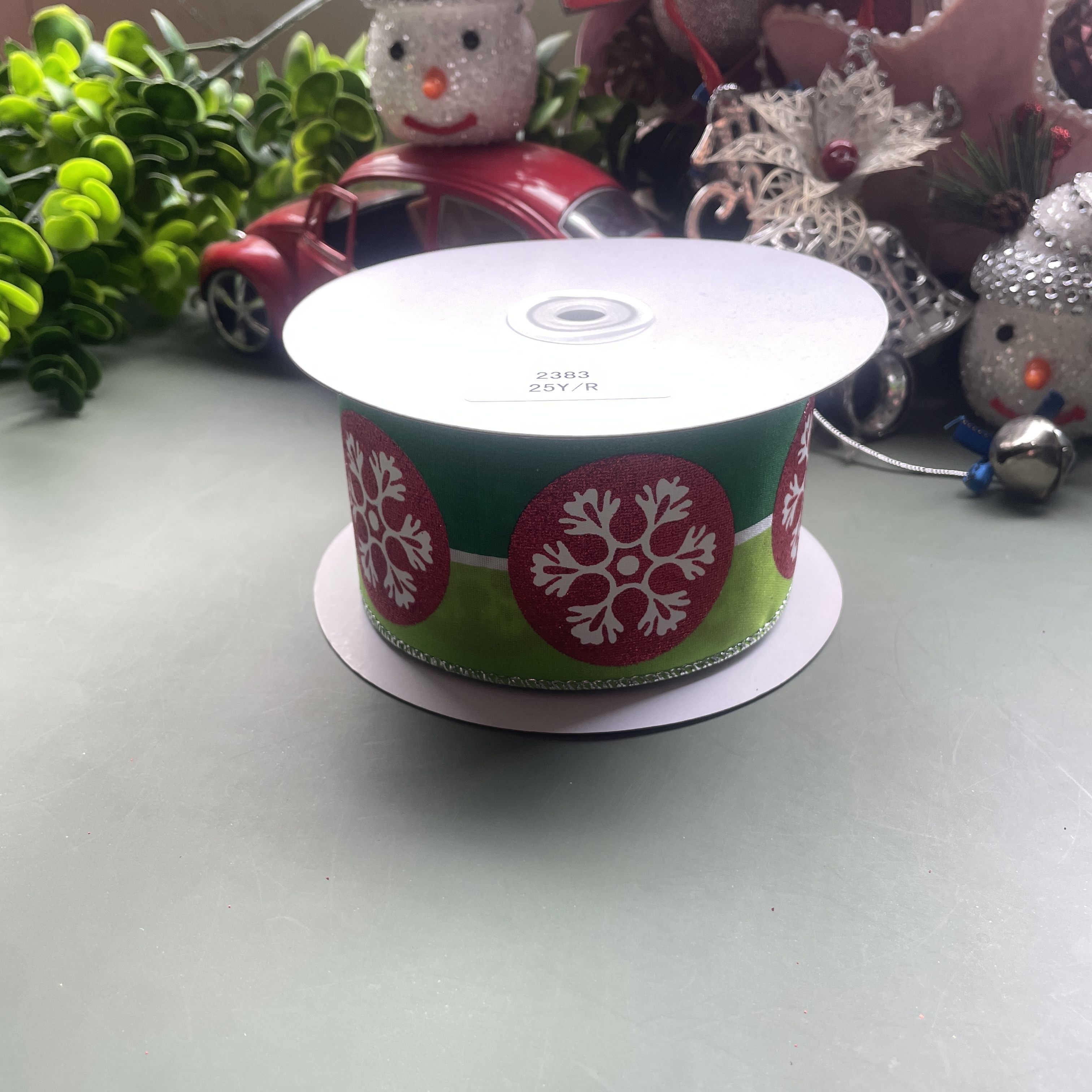 Item No. : 2383 Christmas Gift Packaging Decoration DIY Red Onion Round Ball Snowflake Green Fruit Christmas Wire Strip 6.3cm Item Picture