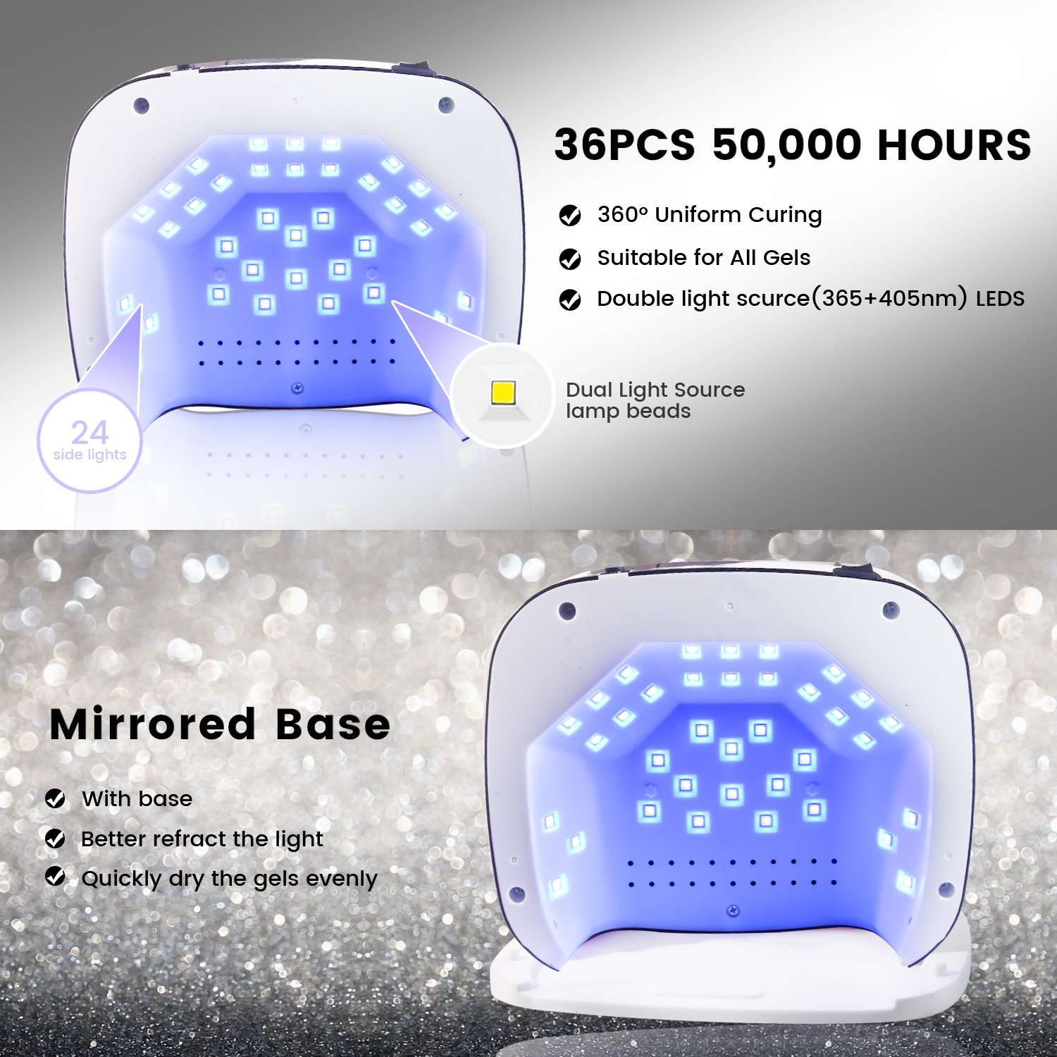 S80 High-power battery phototherapy lamp, rapid UV curing nail art light for baking glue detail image 5