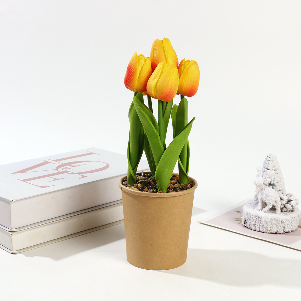 Artificial plant desktop ornaments, artificial bonsai, country-style tulip potted plants, Nordic artificial flowers, artificial flowers, small plant ornaments, artificial flowers Specification image