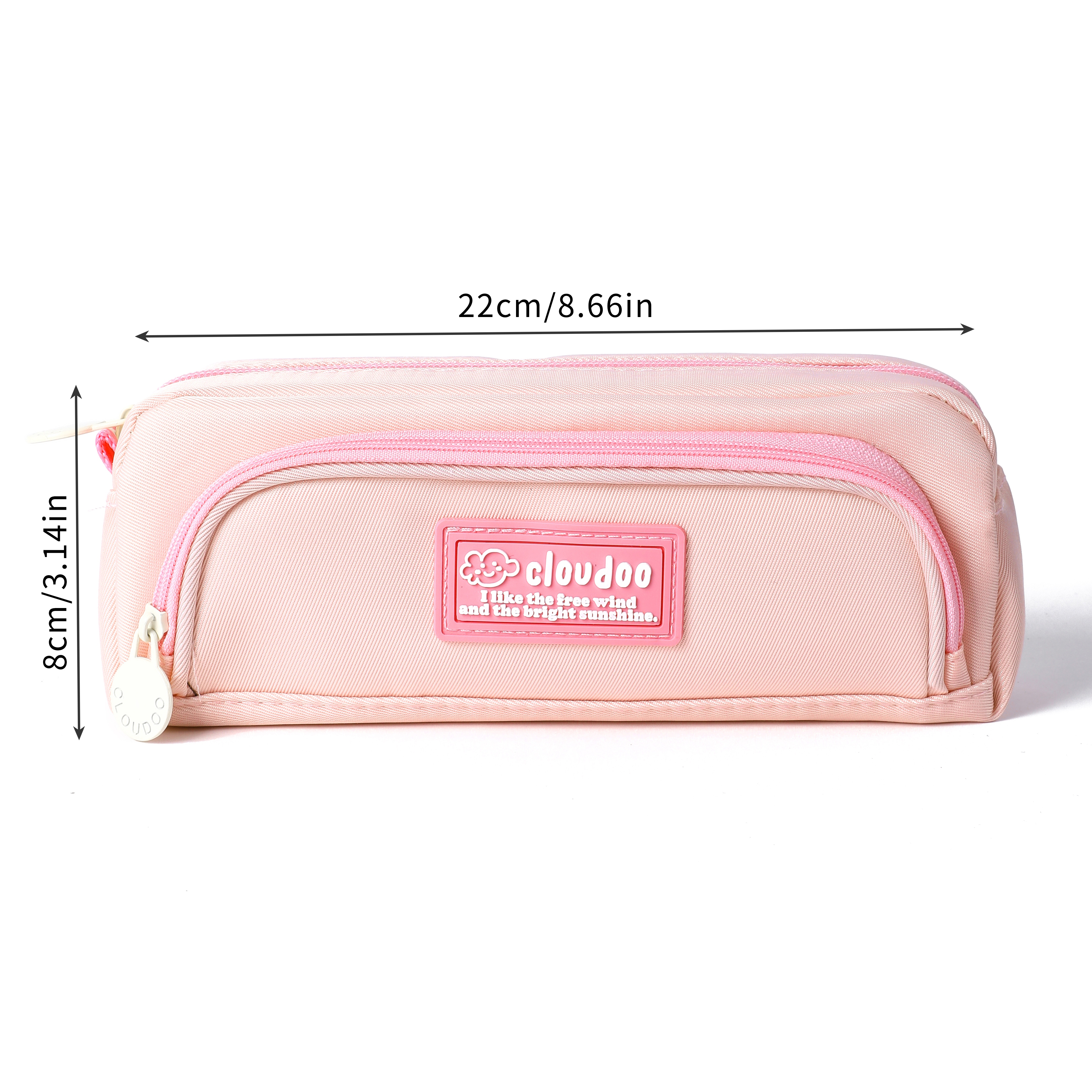 clouduu three-color pen cases for the back-to-school season: pink, purple, beige, large-capacity stationery pen cases, plain pen cases, Japanese-style pen cases details Picture
