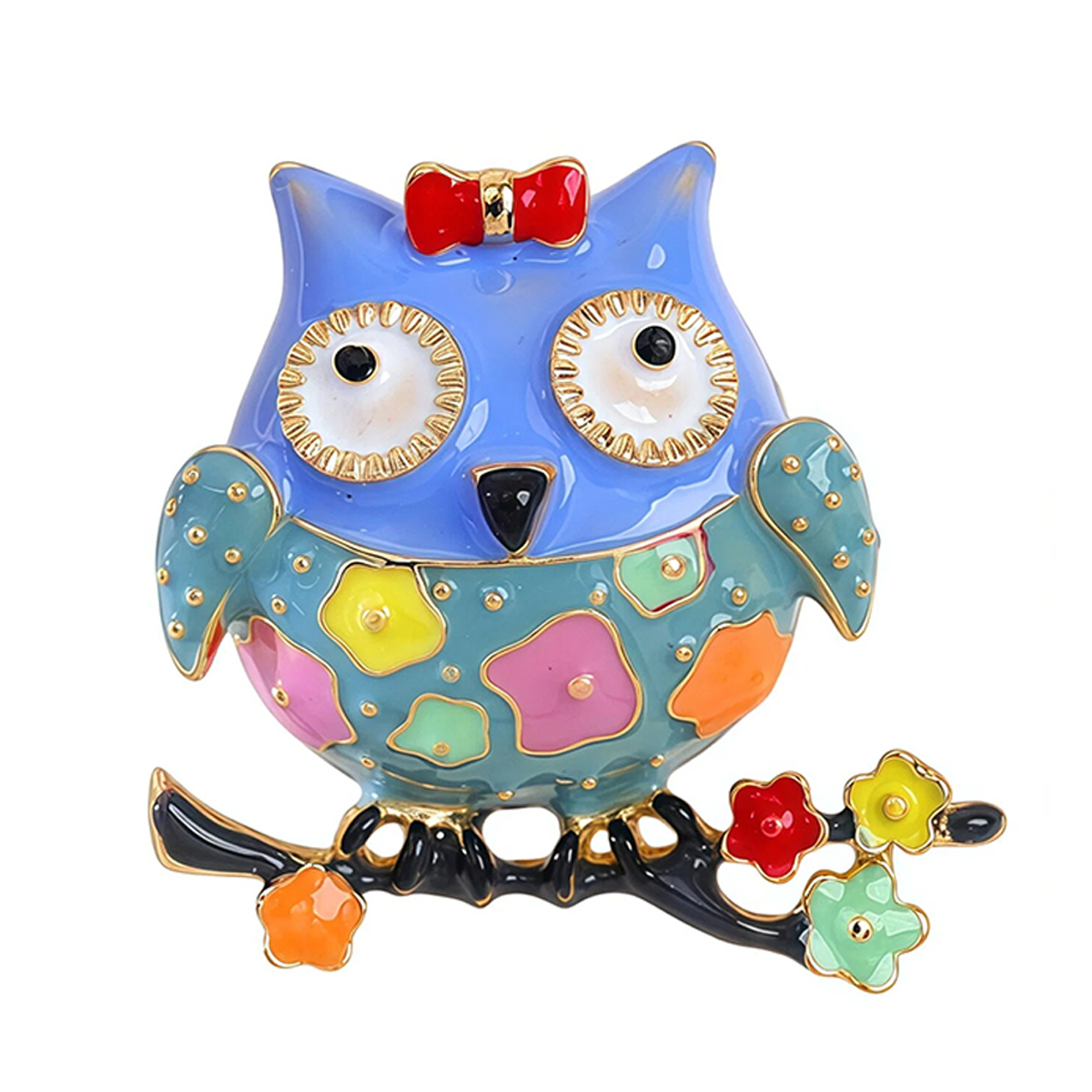 彩色滴油猫头鹰胸针北欧风格胸花饰品别针胸针女士收腰时尚滴油胸针徽章滴油徽章