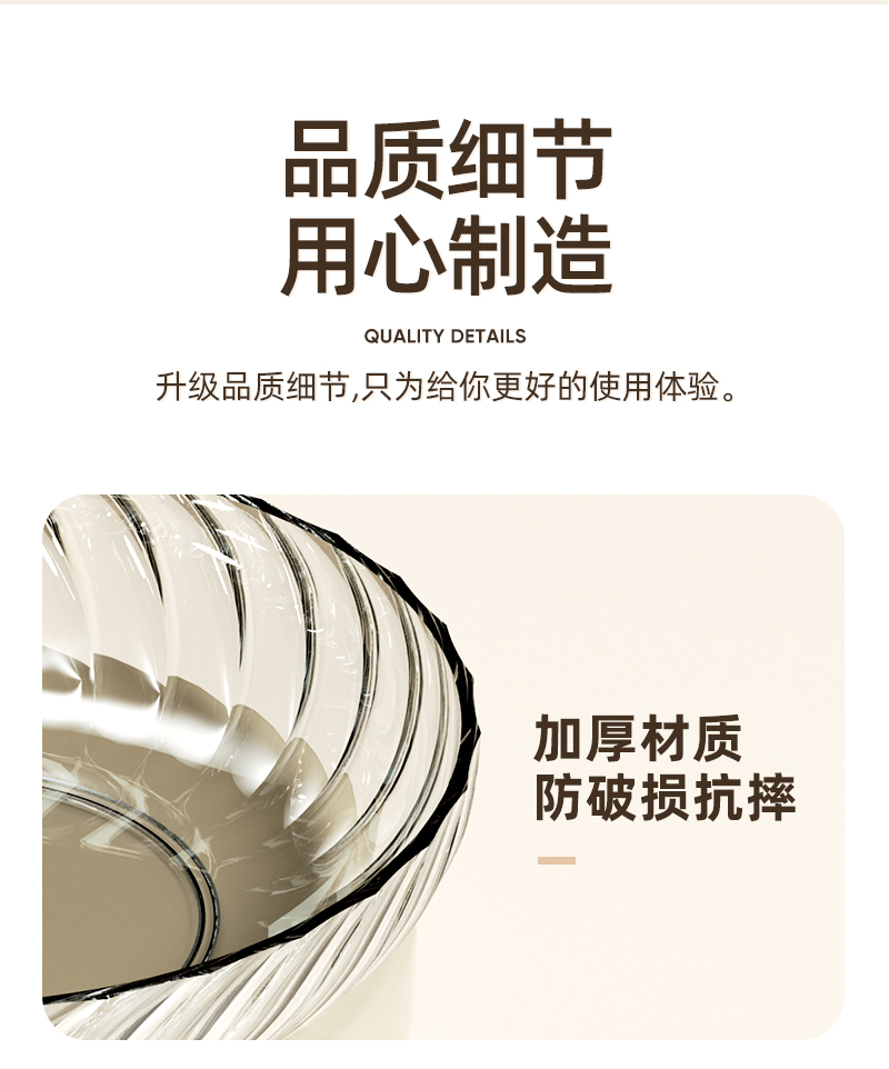 螺旋纹轻奢透明旋转果盘客厅茶几家用高档PET水晶高颜值零食果盘详情9