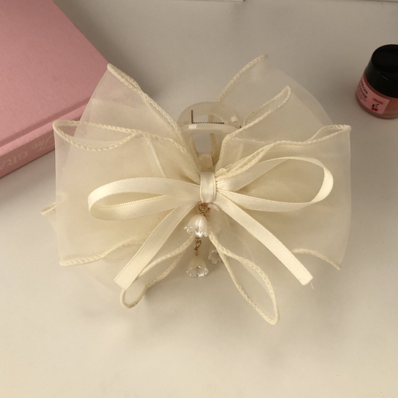 Lily of the valley hair clip, sweet shark clip, bow hair clip at the back of the head, large super fairy hair clip, hair accessory detail image 6