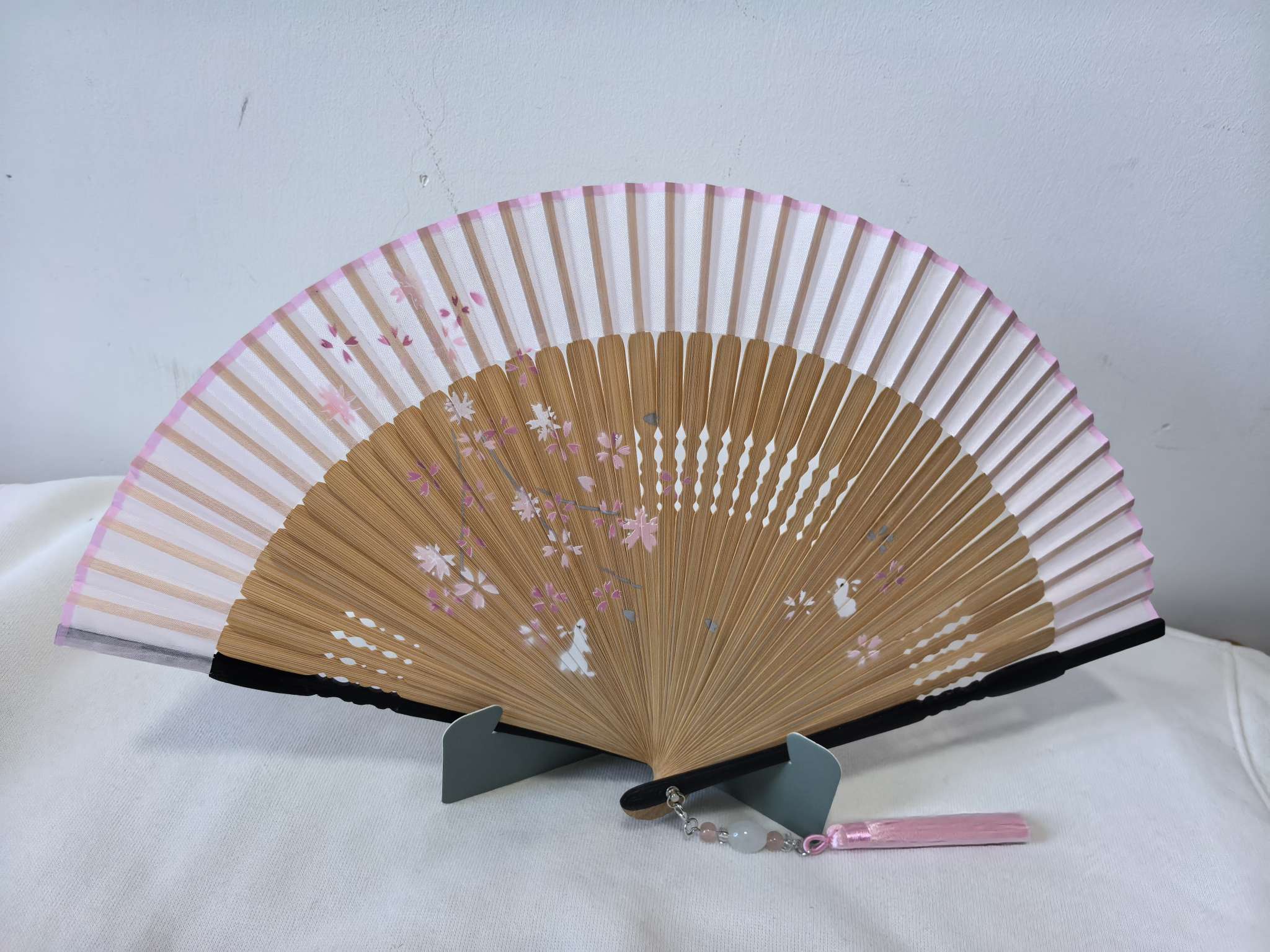 樱花扇子折扇喷绘真丝扇子详情图5