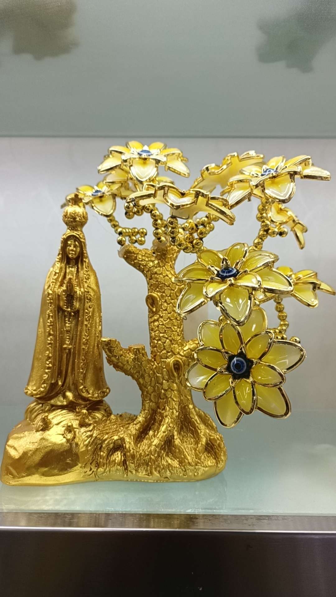 奇石摆件创意diy蓝眼睛佛像笔筒五彩石雨花石艾草饼天然石水晶洞工艺品礼品摆件玉石摆件