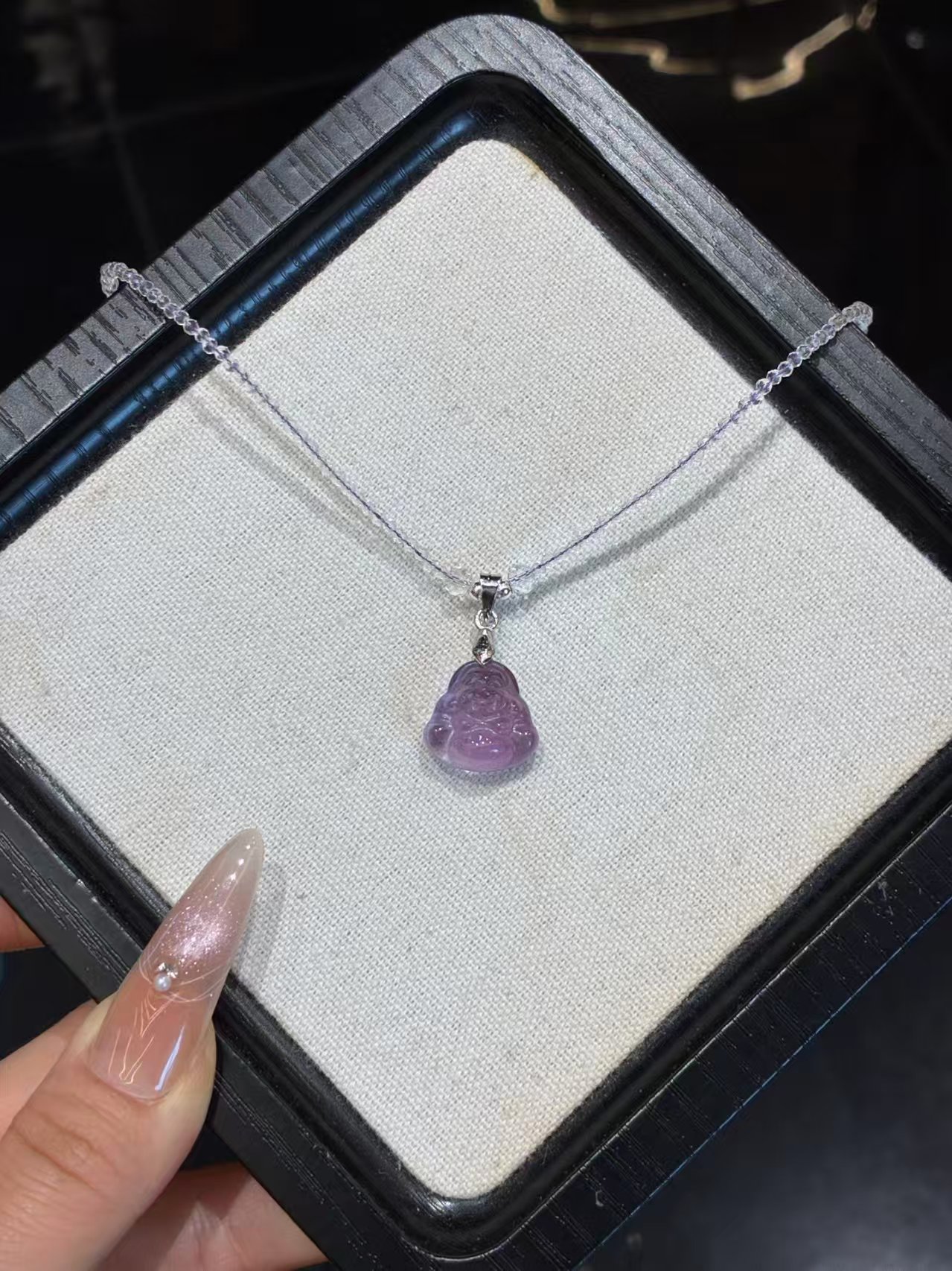 Amethyst small Buddha necklace