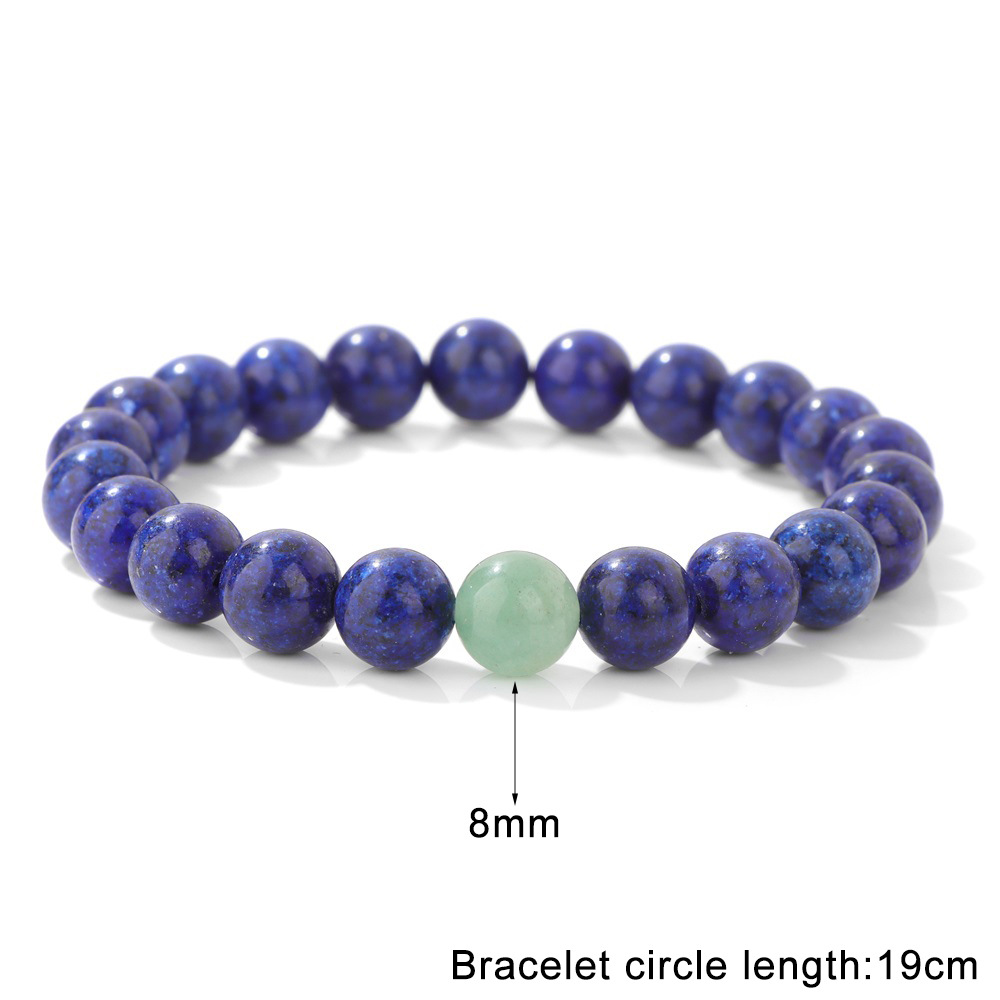 蓝色珠子四叶草手链红绳铜微镶手环18cm手串仿蓝晶石头