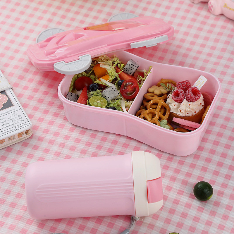 H226-569 high-appearance-level plastic lunch box and water cup set for office workers, microwave heating, student separate serving meals details Picture
