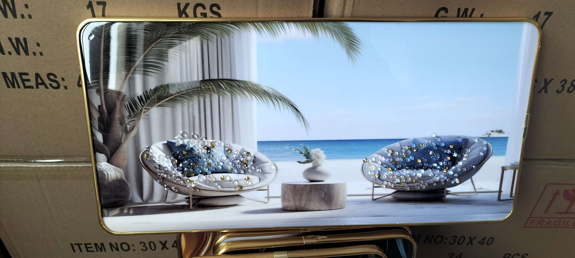 Diamond painting sofa background painting decorative painting detail image 9
