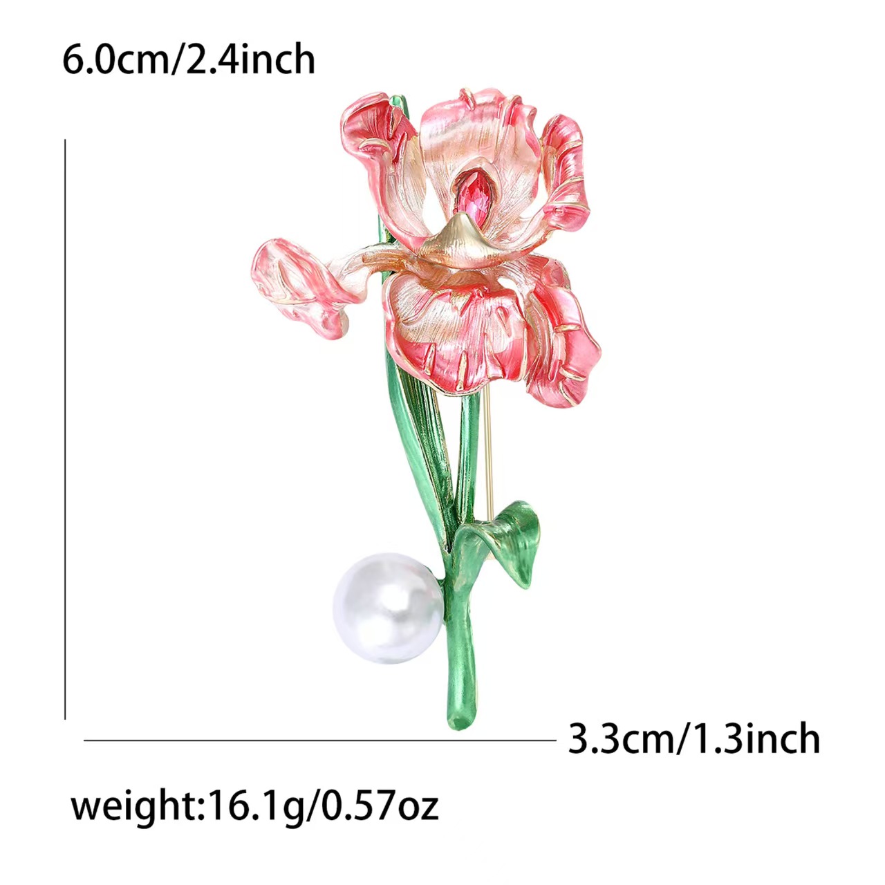New European and American French court alloy enamel iris brooch, fashionable and retro women's clothing brooch accessory pin Specification image