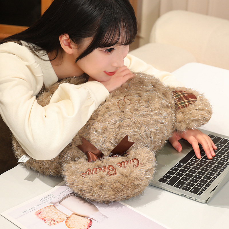 Chocolate Cute Bear series pillow, cute bow bear head figurine, creative sleeping pillow home Item Picture