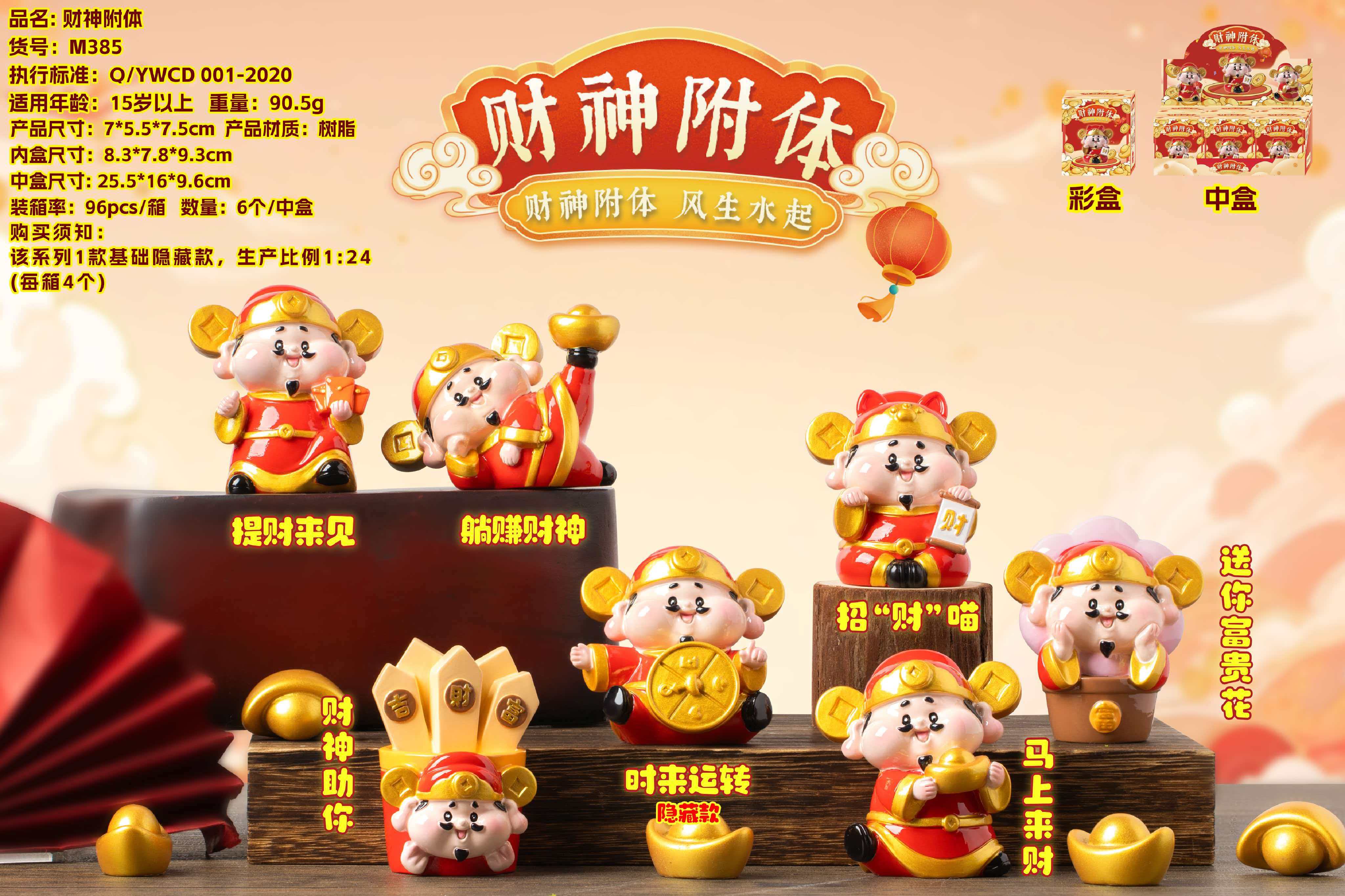 财神附体盲盒热销，萌趣造型招财纳福，隐藏款引收藏热潮盲盒
