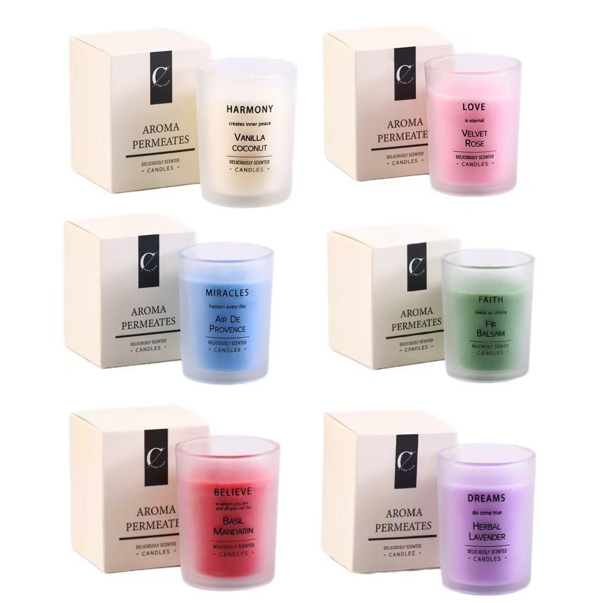 6色北欧风磨砂玻璃蜡烛杯香薰蜡烛简约蒙砂杯香薰蜡烛伴手礼详情1