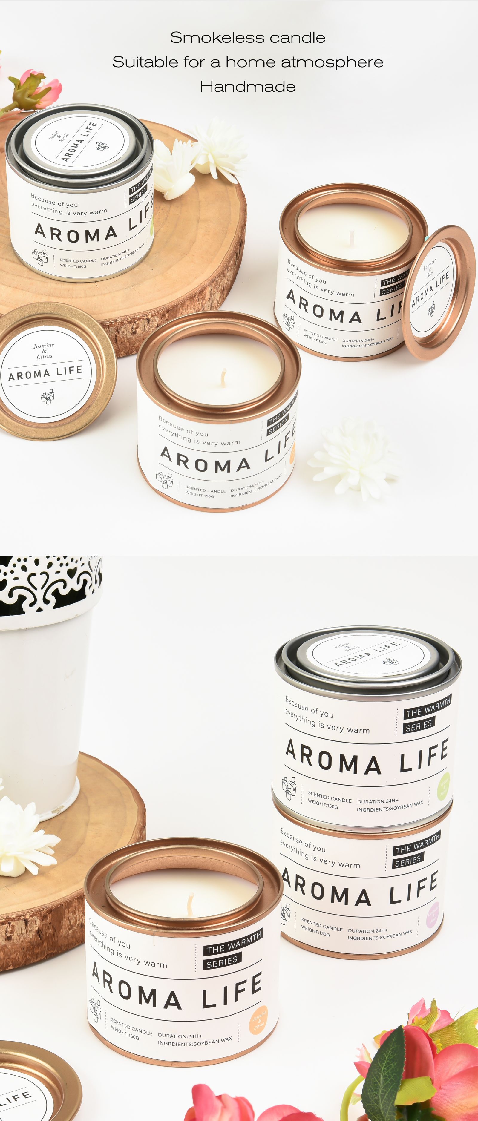 北欧极简风香薰蜡烛无烟环保大豆蜡锡罐款家居装饰情人姐=节礼物伴手礼摆件详情13