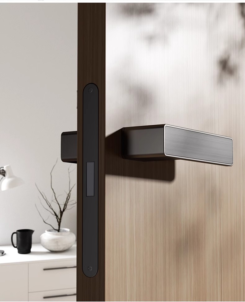 Haobao Minimalist room door lock, bedroom magnetic silent one-line door handle, indoor wooden door, household bathroom door lock pic 9