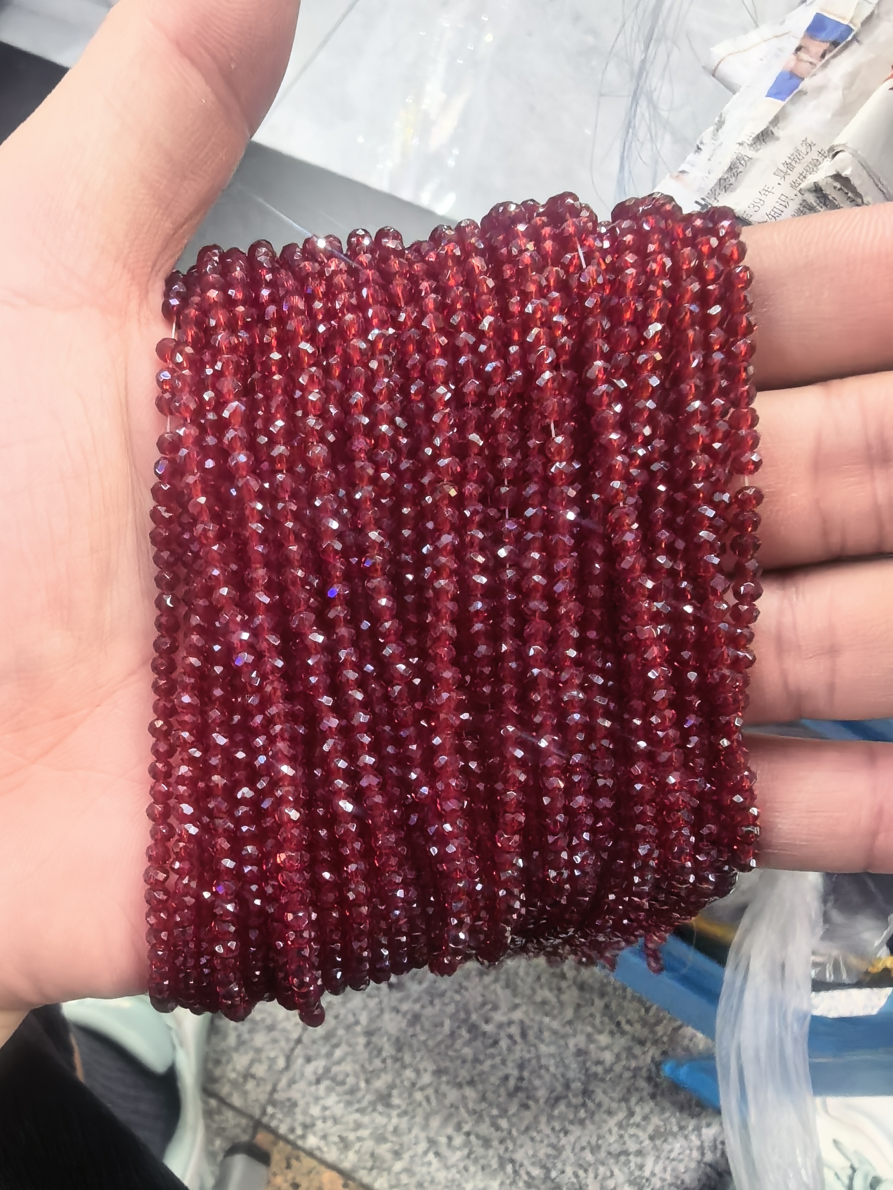 嫂子水晶卡2mm扁珠仿水晶酒红DIY珠子仿古琉璃珠批发水晶散珠产品图