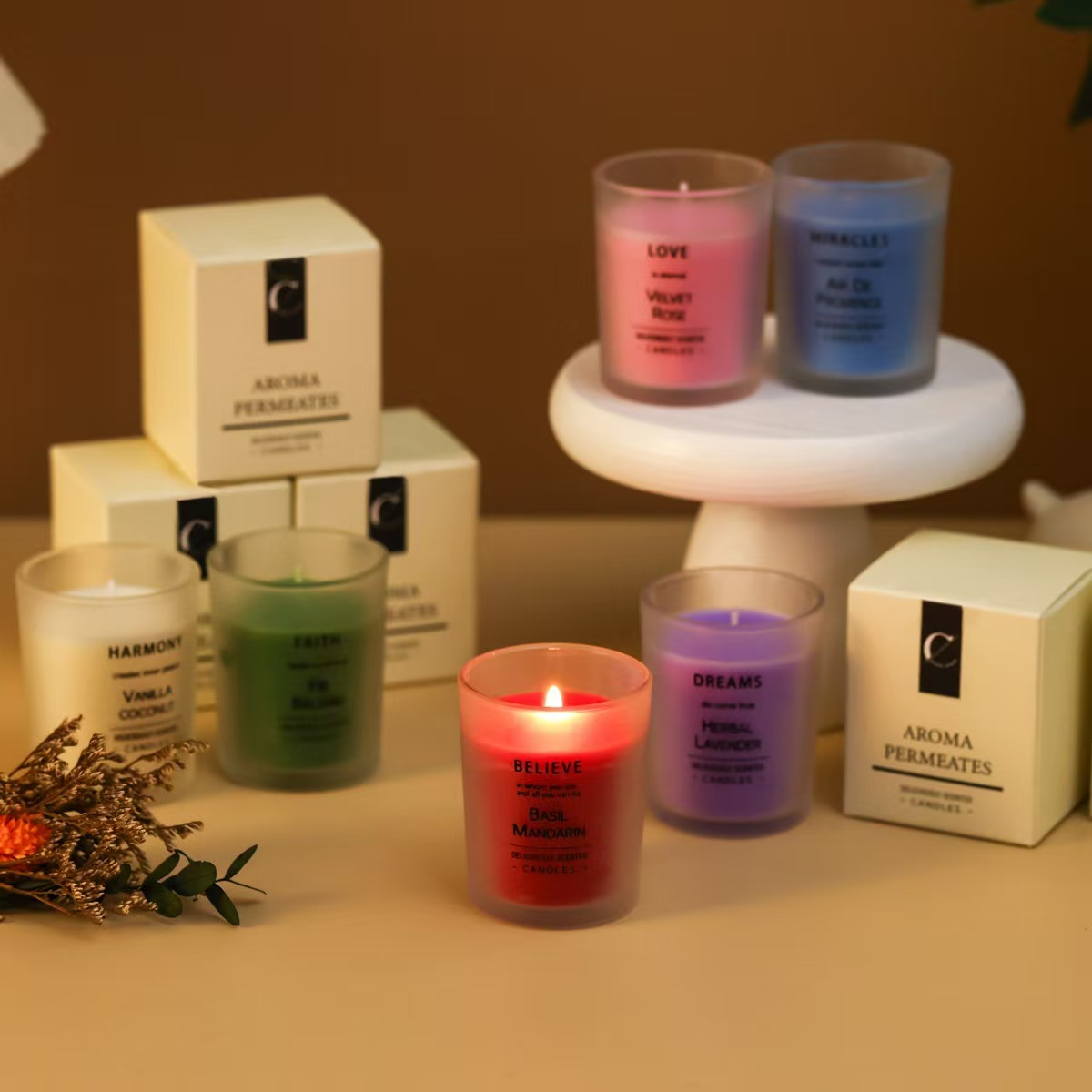 6色北欧风磨砂玻璃蜡烛杯香薰蜡烛简约蒙砂杯香薰蜡烛伴手礼详情3